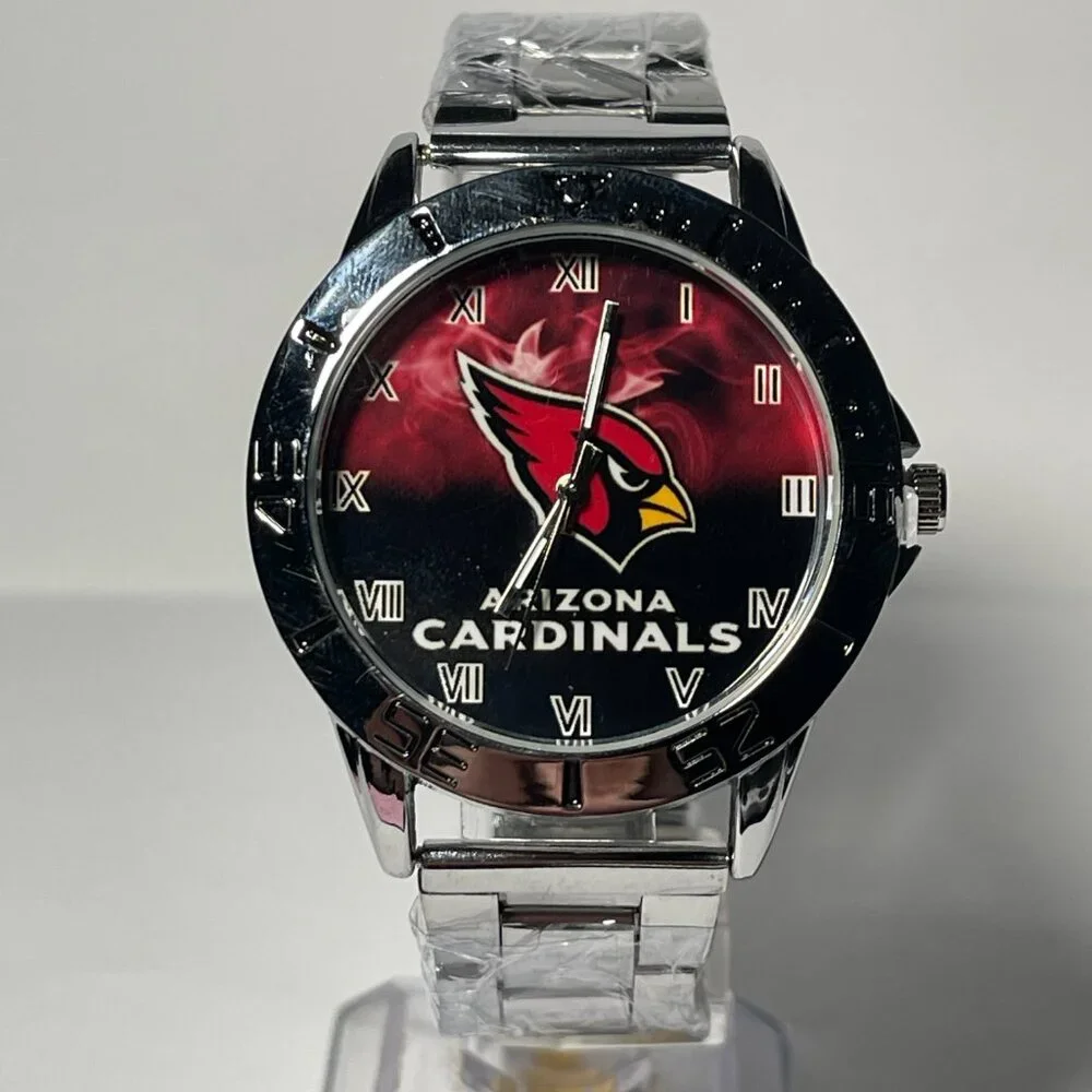 Arizona Cardinals NFL Team Logo Men's Stainless-Steel Silver Watch NEW